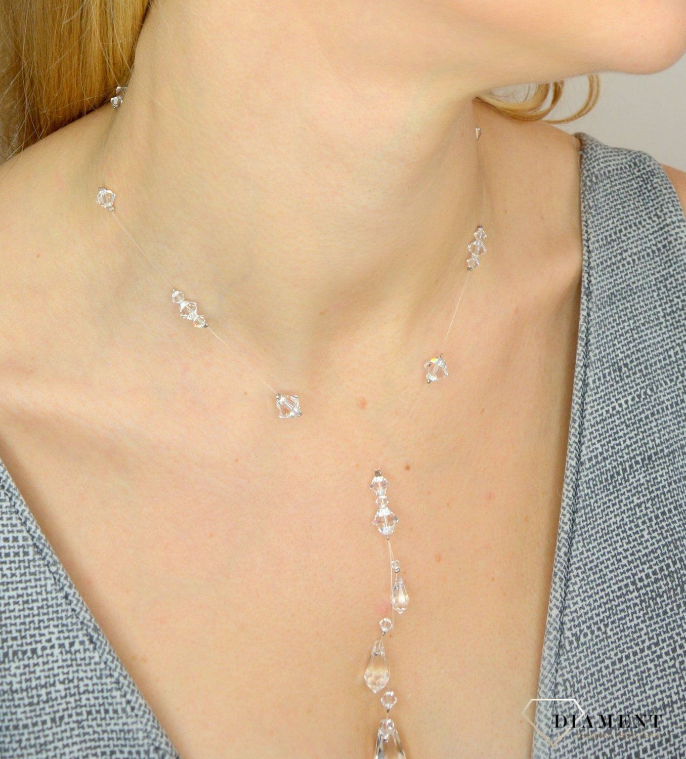 Srebrny naszyjnik ślubny z kryształami Swarovski – NR 504  Kolekcja Swarovski Jewellery produktowe.jpg